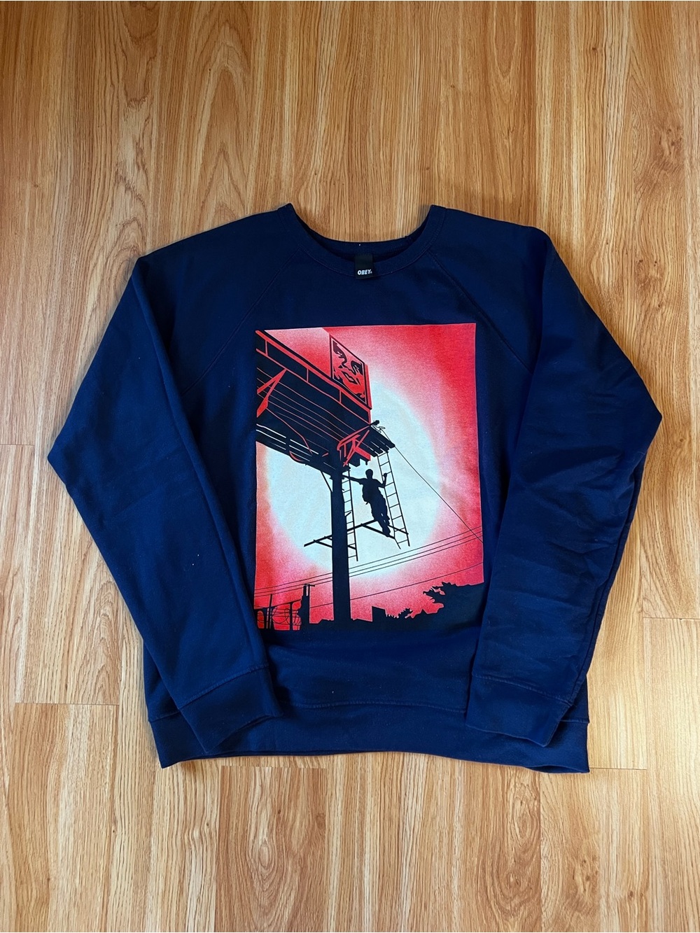 Obey Navy Graphic Crewneck Sweatshirt